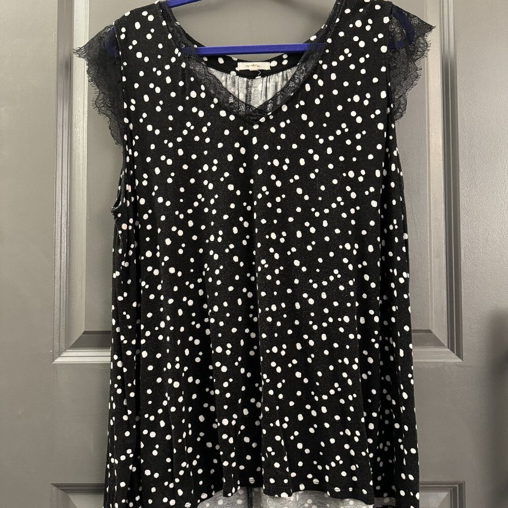 Maurices Black & White Polka Dot Sleeveless Blouse